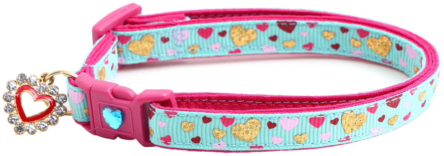 Raining Hearts Breakaway Cat Collar-2