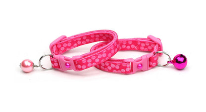 Pink Dots on Bright Pink Cat Collar-1