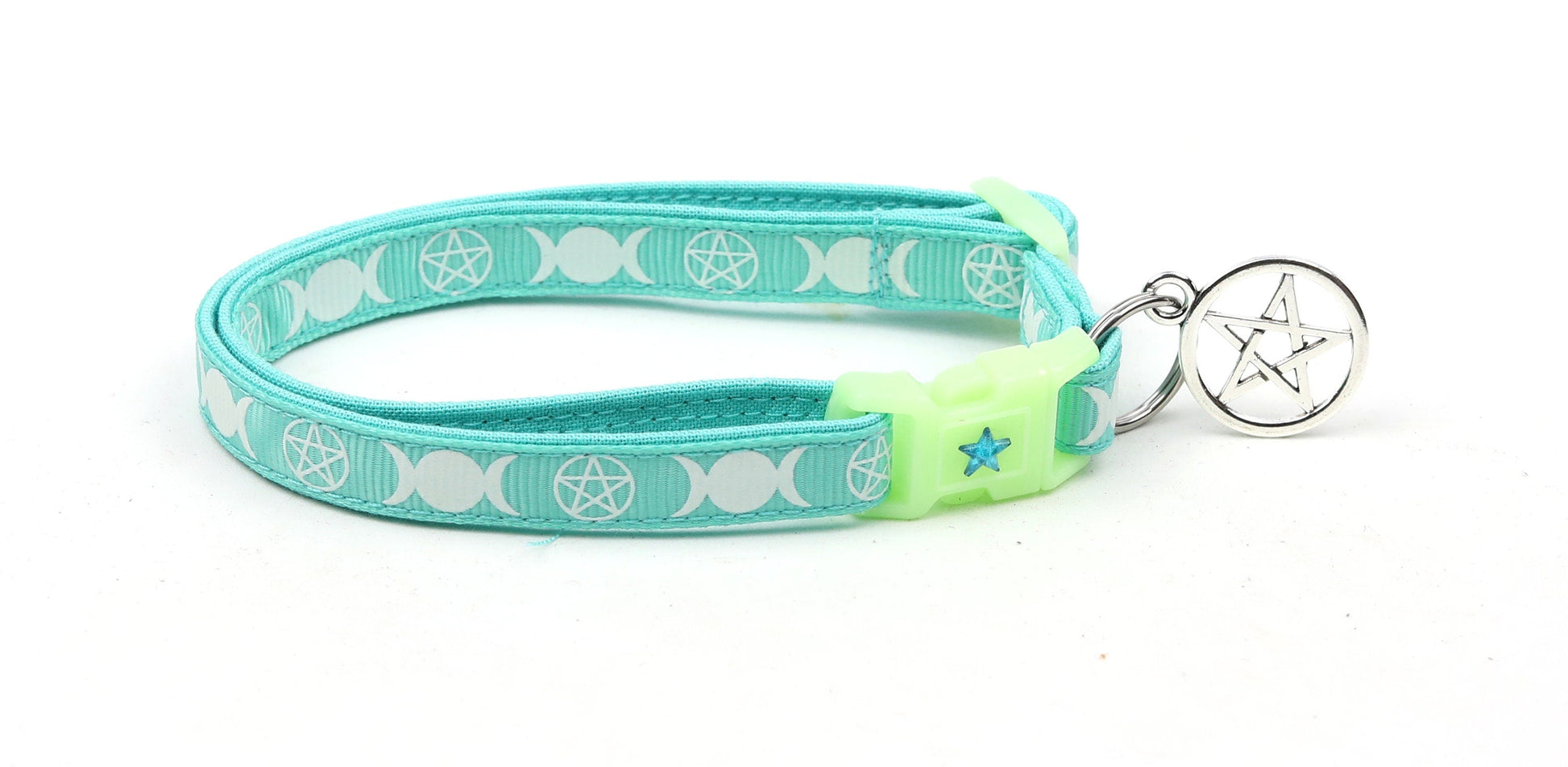 Witch's Familiar on Aqua Cat Collar-4